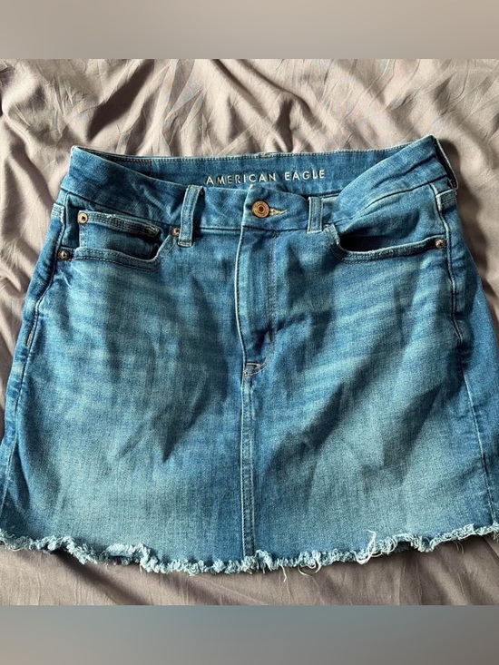 American Eagle Outfitters Dresses & Skirts - American Eagle Outfitters Medium Blue Denim Frayed Mini Skirt